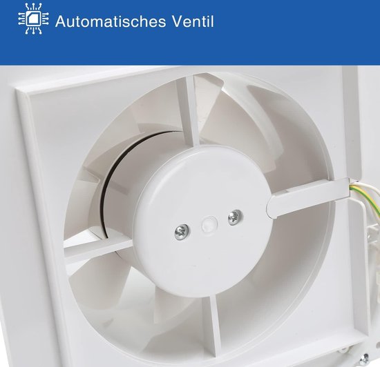 EINTTAX 100 mm ventilator, afvoerventilator, VMC, met terugslagklep, 12 W, 32 dB, voor badkamer, keuken, kantoor, toilet, stil, wit
