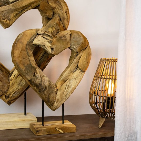2 Cœurs En Bois à Suspendre - Décoration Murale Ou Pour Fenêtre - Style Naturel Et Romantique - 13