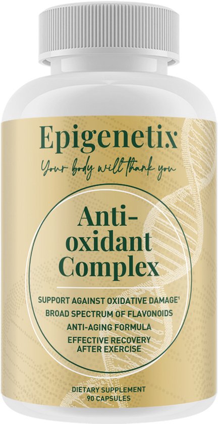 Foto: Epigenetix anti oxidant complex 90 capsules met vitamine c e biotine blauwe bosbes extract citrus bioflavono den druivenpit en dennenbast extract