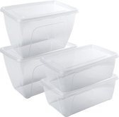 4x Conteneurs de stockage / aliments haut / profond 1 et 1,5 litres plastique transparent / plastique - 18 x 12 x 7 cm - 18 x 12 x 12 cm - Vienne - Conteneur de conservation des aliments - Mealprep - Sauver les repas