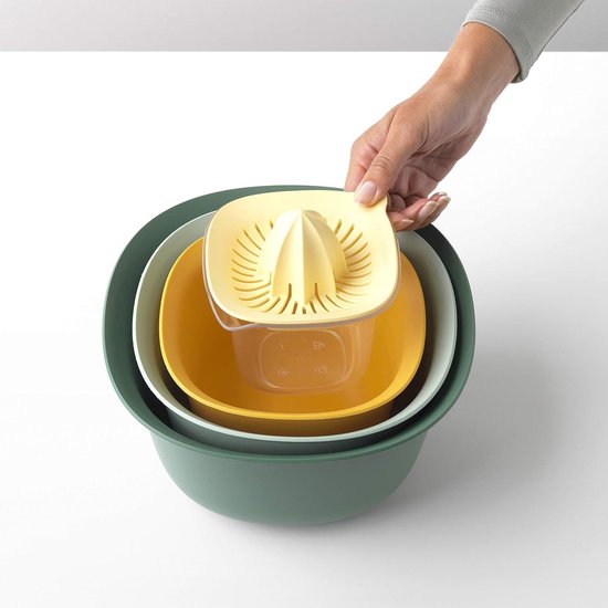 Joseph Joseph Nest 9 Plus, 9-delige compacte voedselbereidingsset met mengkommen, maatbekers, zeef en vergiet, Groen