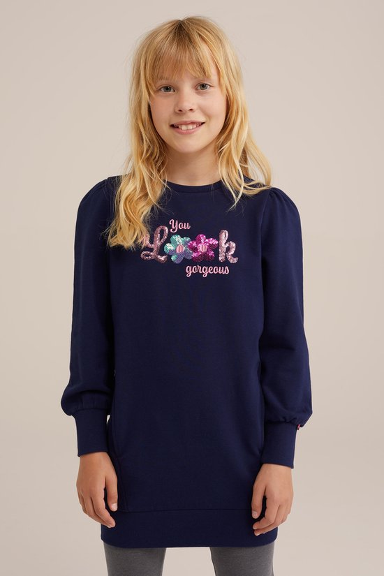 WE Fashion Meisjes sweaterjurk met embroidery bol