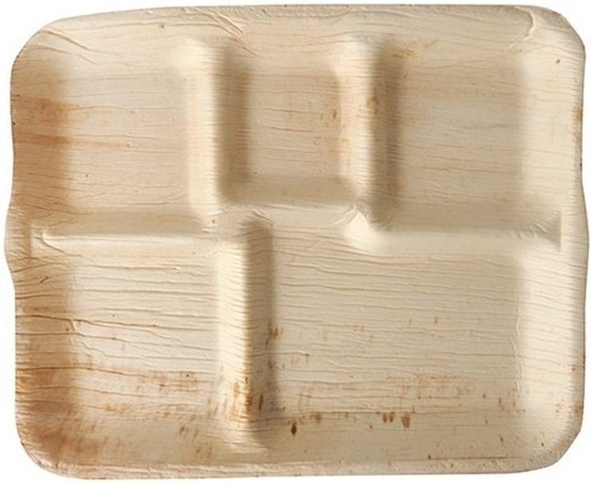 18x Biologisch afbreekbare 5-vaks borden palmblad 27 cm - Wegwerp bordjes