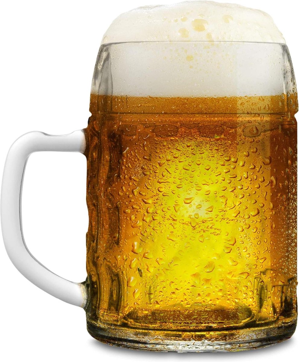 Bierpul set van 6 - 0,5 liter - stevige bierkan - bierglazen van soda limeglas - vaatwasmachinebestendig