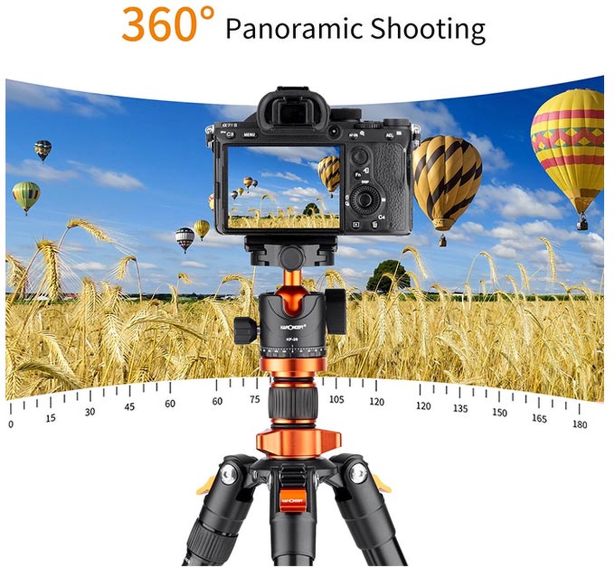 K&F Concept Camera Statief, 200cm Professionele Aluminium Video Statief met Monopod, Center