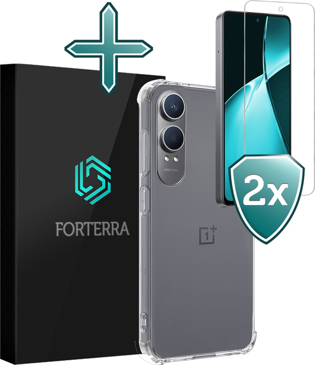 Hoesje Met Screenprotector - 2 stuks - Geschikt voor OnePlus Nord CE 4 Lite - Sterk & Shockproof - Back Cover - Siliconen Case - Telefoon Hoes - Shock Proof - Transparant