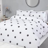 RUIKASI Beddengoed, 220 x 240 cm, wit, 3-delig - dekbedovertrek 220 x 240 set met polka dot patroon, beddengoedset 220x240cm van microvezel met ritssluiting, zacht en strijkvrij
