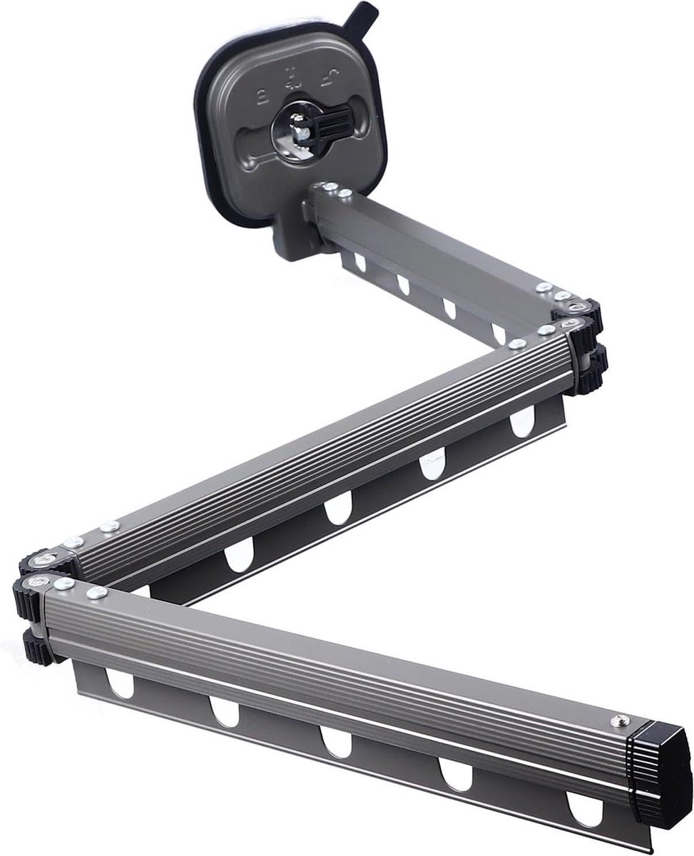 Goedkoopste Wandgemonteerd Droogrek voor Kleding Ruimtebesparend Inklapbaar Wasgoedrek op Balkon - Ponsvrij Intrekbare Droger (Drievoudig grijs