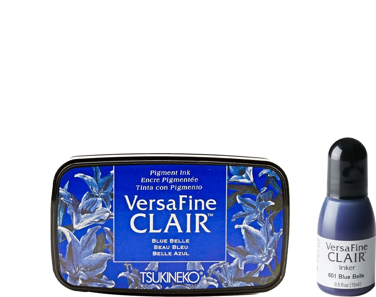 Tsukineko VersaFine Clair Vivid Stempelkussen met Navulling Blauw Blue belle