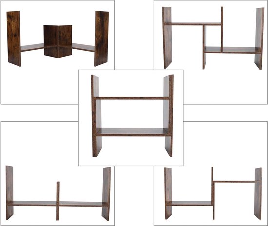 Boekenkast Uitbreidbaar Houten Desktop Boekenplank Bureau Organisator Kantoor Opbergrek Display Plank Gemonteerde Boekenkast voor Thuiskantoor