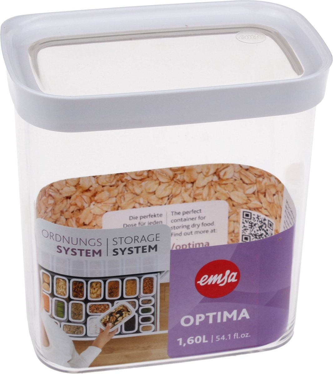 EMSA Optima Rechthoekig Container 1,6 l Transparant, Wit 1 stuk(s)
