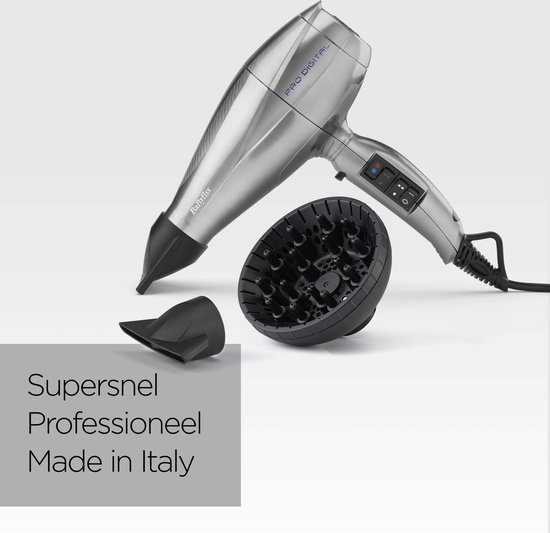 BaByliss Pro Digital Föhn 6000E - 2200W - Diffuser + 2 Blaasmonden - Digitale motor
