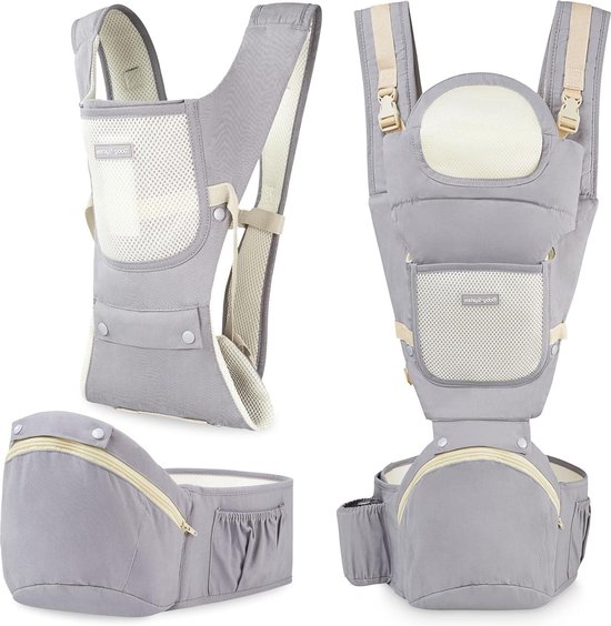 Viedouce Baby heupzitje, ergonomisch met veiligheids gordel bescherming, puur katoen, licht en ademend, ergonomisch, licht en taille, kruk, babyheupstoel voor 6-36 maanden (donkerblauw