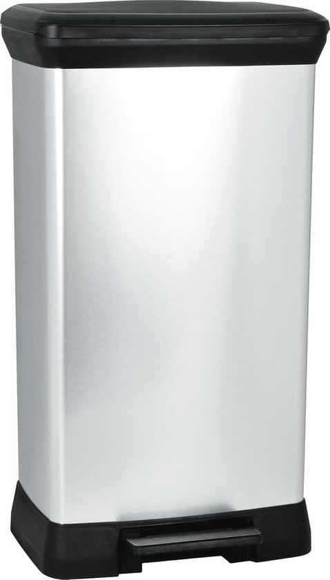 Cos de gunoi cu pedala CURVER Deco Bin Duo (2 x 26L), gri inchis
