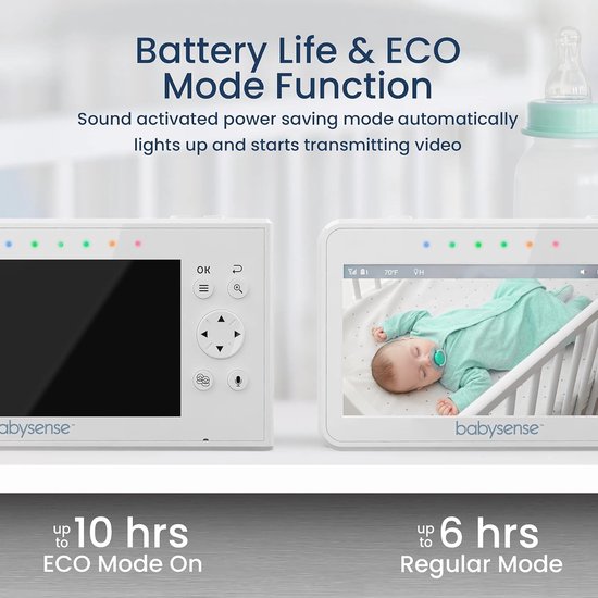 Babyfoon 4,3 inch met splitscreen en twee camera's - Videobabyfoon met zoom, nachtzicht, en tweeweg audio
