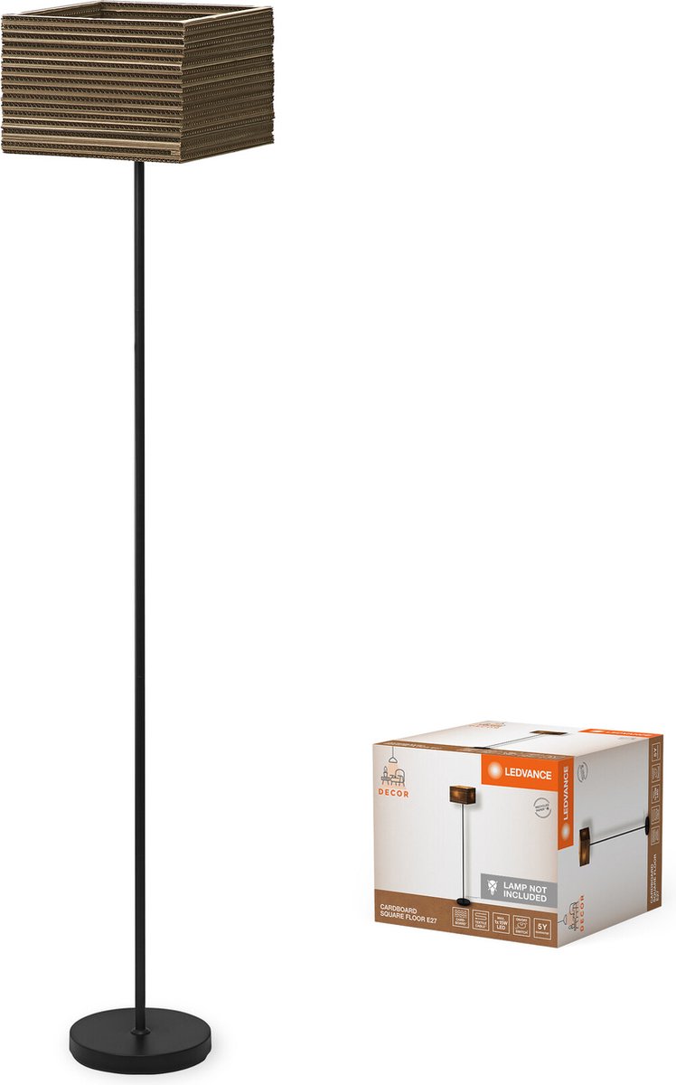 LEDVANCE vloerlamp Decor Cardboard Vierkant bruin van golfkarton, lichtgewicht, E27, 1600 