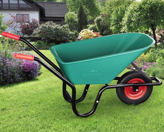 Kruiwagen 100 liter - Belastbaar tot 150 kg - Luchtbanden en Kunststof Kuip van Tectake — afbeelding 2