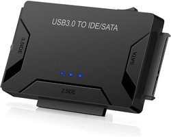 USB 3.0 naar 2.5 + 3.5 inch SATA III&IDE - harde schijf adapter kabel met 12V 2A externe voedings adapter tot 4TB - all-in-one - zwart