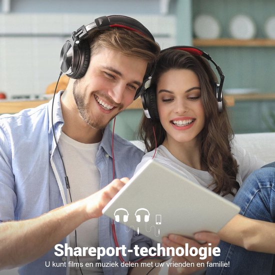 Over-ear hoofdtelefoon met kabel, 50 mm driver, basgeluid voor studio en mobiele apparaten van Merkloos — afbeelding 4