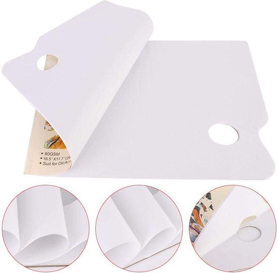 Aquarel Palet Papier A4 Afscheurpapier Palet 35 Vellen Wegwerp Mengen Palet Papier, Olieverf Pallet voor Aquarel Olie Gouache Schilderen