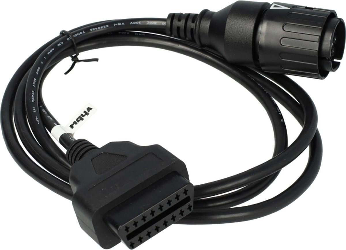 OBD2 Adapterkabel voor BMW motoren - 10 naar 16-pins - 1,5 meter - Zwart