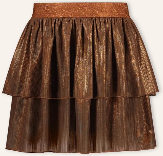 Bruine gelaagde rok met glinsterende tailleband.