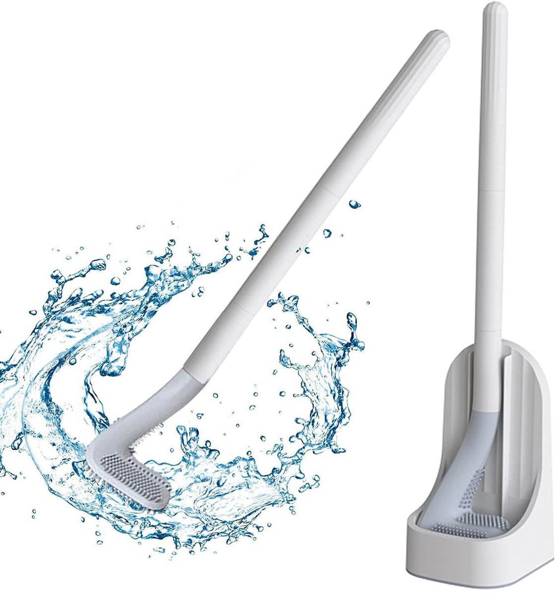 Ibenzoa® Innovatieve Toiletborstel met Flexibele Siliconen Kop en Wandmontage voor Perfecte Reiniging