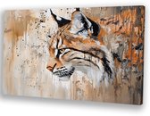 Expressieve lynx - Lynx canvas schilderij - Schilderijen dieren - Expressionisme - Wanddecoratie modern - Kantoor decoratie - canvas 150x100 cm