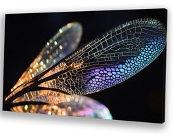 Omslag van Vleugels van een libelle - Insect canvas schilderijen - Kunstwerk vleugels - Futuristisch - Binnenhuisdecoratie - Woonkamer decoratie - canvas 90x60 cm