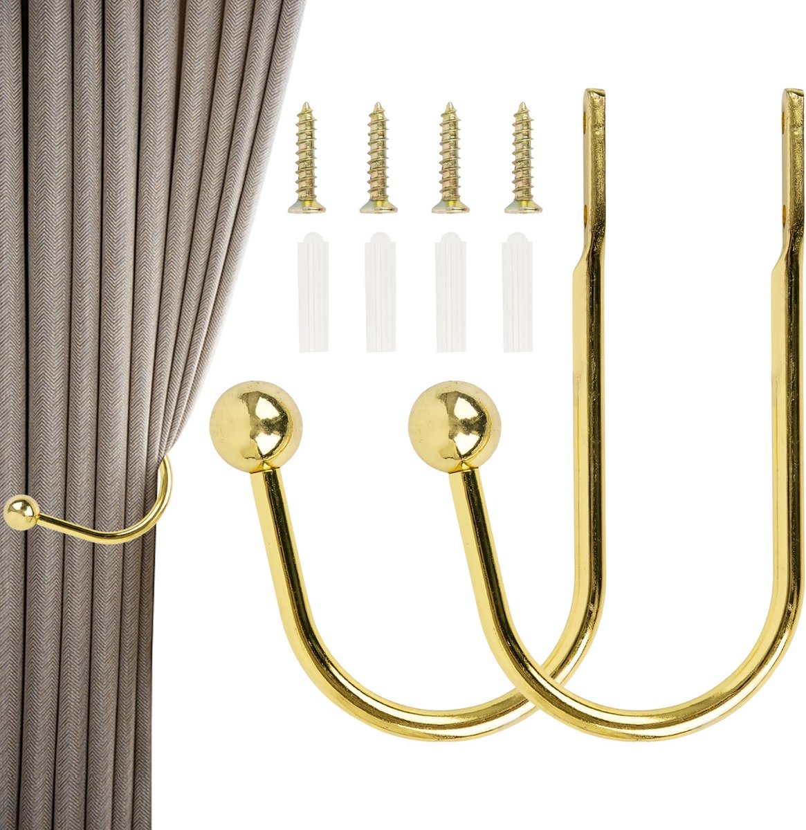 Ibenzoa® Gouden Gordijnhouders Set voor Elegante en Functionele Interieurdecoratie in Diverse Kamers