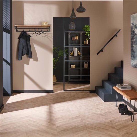 Luxe Kapstok Hangend 6 Haken - Wandkapstok Muur - Kapstokhaak 6x - Kapstokken Industrieel Staand - Wandkapstok met Hoedenplank Hout & Zwart Metaal Landelijk - Wandkapstok met Plank (100 cm x 35 cm x 17 cm) — afbeelding 2