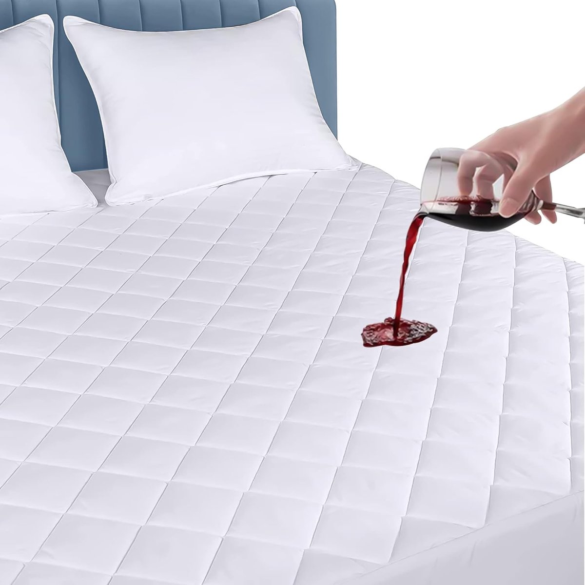 Waterdichte Kingsize Matrasbeschermer - Gewatteerd en Stille Stretchrok - 150 x 190 cm