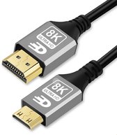 Drivv. Câble Premium Mini HDMI vers HDMI 2.1 - Ultra HD High Speed - Convient pour Xbox Series X & PS5 - 2 mètres - PVC - Grijs