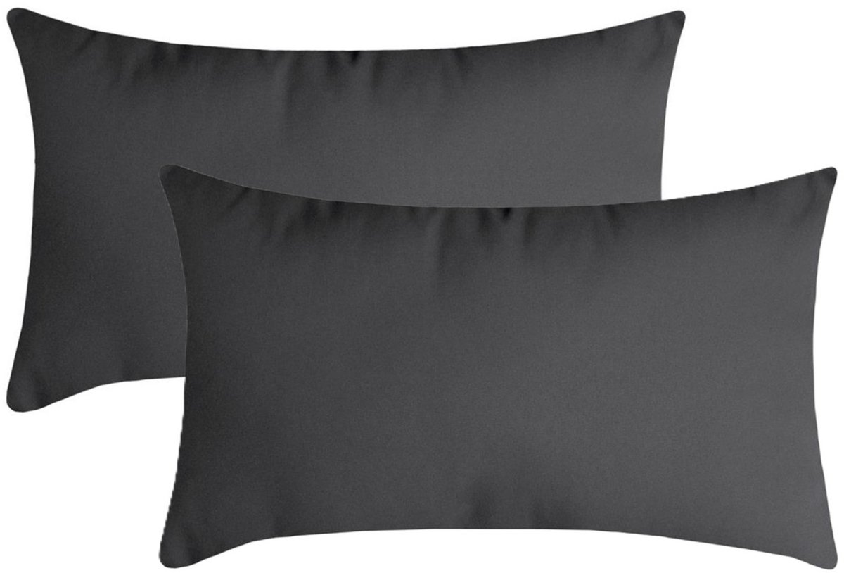 Stof Textile sierkussen Nelson - 2x - donkergrijs - 30 x 50 cm - bank kussens - zitkussens - binnen/buiten - polyester Dark grey