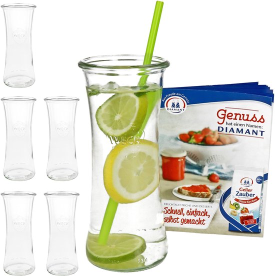 Set van 6 Weck potten 700 ml delicatessenpot rond + receptenboekje