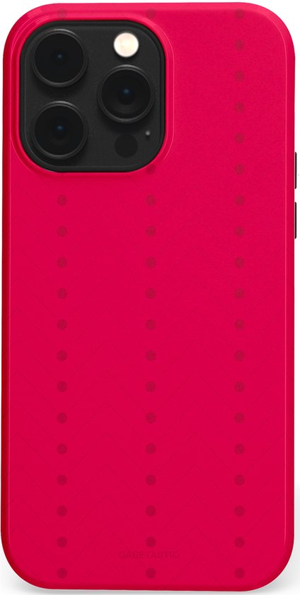 Felrode Casetastic hoes met een subtiel stippenpatroon, voor iPhone 14 Pro Max.