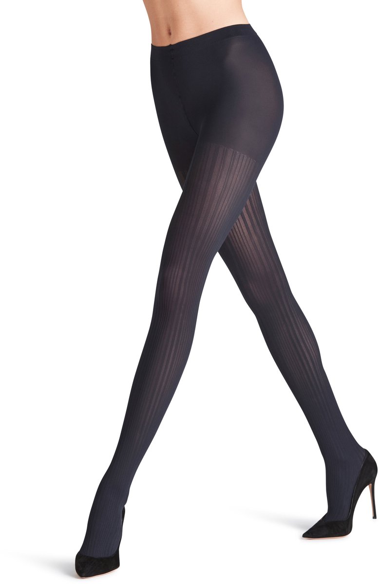 Falke Prime Rib gedessineerd materiaal ondoorzichtig 60 DEN panty dames blauw-L blauw 6179