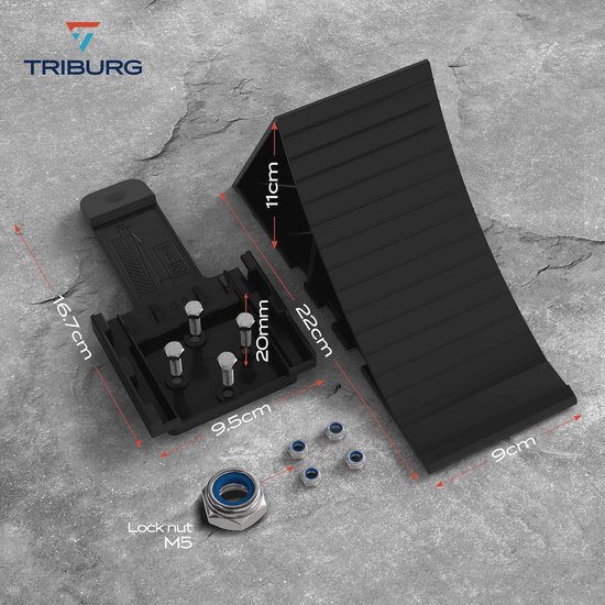 Wiltec wheel chocks for trucks and trailers 6.5 t loadable 2 belts