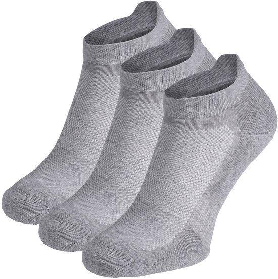 NOMAD® 3-Pack Bio Footie Wandelsokken | Maat 39/42 | Grijs | Bio Katoen | Enkelsokken Dames & Heren | Ademend & Verstevigd | Lage sokken