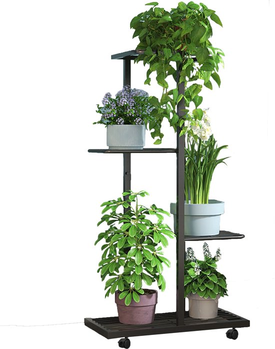 Plantenroller Metalen plantenbak met wielen 30cm/40cm/50cm plantenstandaards Vierkante plantenpot rolstandaard Plantenwagen met 360° roterende wielen Rolling Tray Coaster Max. belasting tuinpot 80 kg