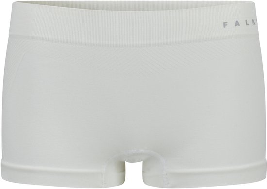 Witte dames boxer shorts van Falke met logo op de tailleband.