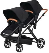 Mila Shop Tweeling buggy - Duo Buggy - Duo kinderwagen - Incl. 2 omvormbare zitjes & reiswiegjes - Geschikt voor 1 0f 2 kindjes vanaf geboorte tot 22KG - Zwart