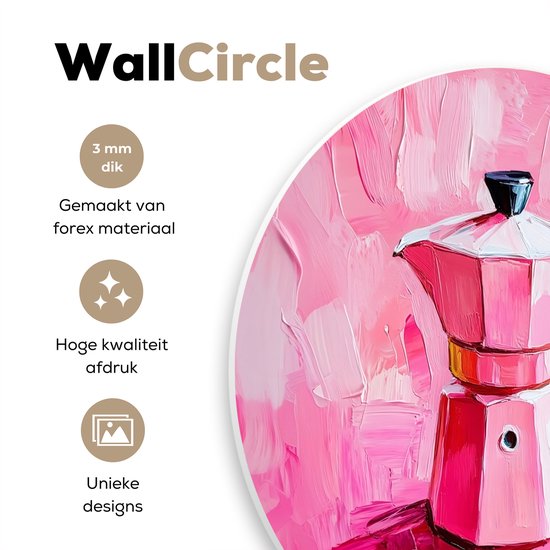 Roze koffiezetapparaat, geschilderd in dikke roze verfstreken.
