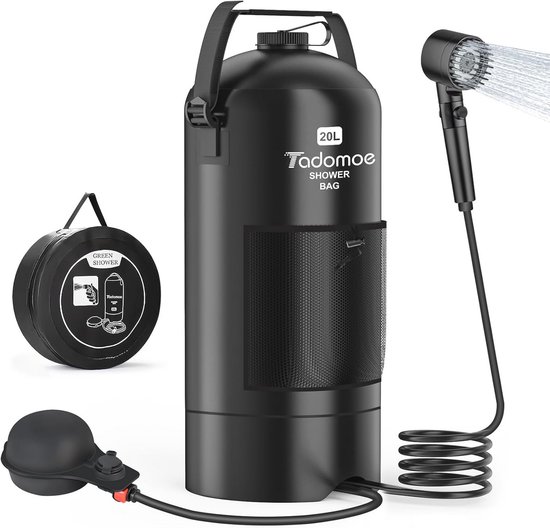 20 Liter Campingdouche met voetpomp, zonnedouche met campingtas en