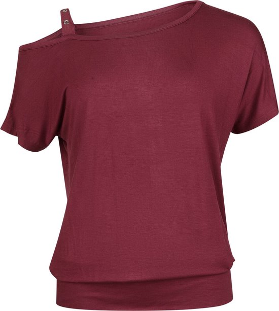 Black Premium by EMP rood T-shirt met wijde hals en overhangende schouders - Dames - XXL