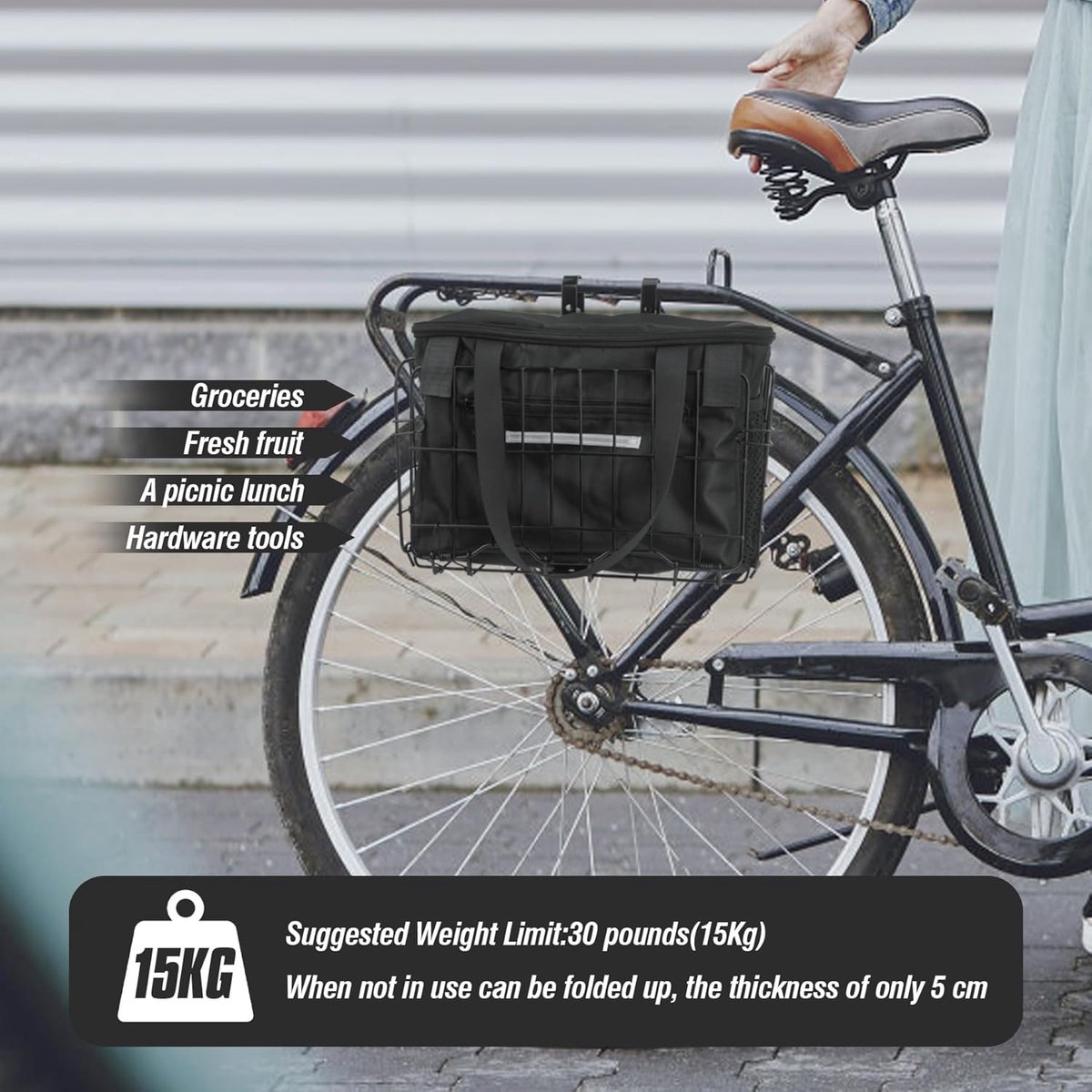 Ibenzoa® Duurzame Opvouwbare Fietsdrager met Verwijderbare Binnenzak - Voor Alle Fietsen