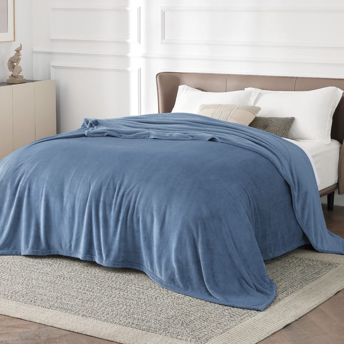 Unyqoos Hemelsblauwe Flanellen Fleece Woondeken voor Ultiem Comfort en Warmte, 220 x 240 cm
