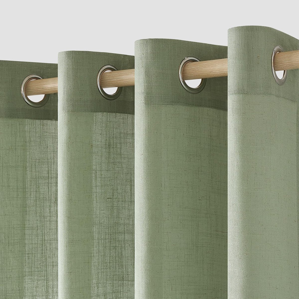 Ibenzoa® Naadloze Voile Gordijnen - Groen, 140x225cm - Lichtdoorlatende Stoffering