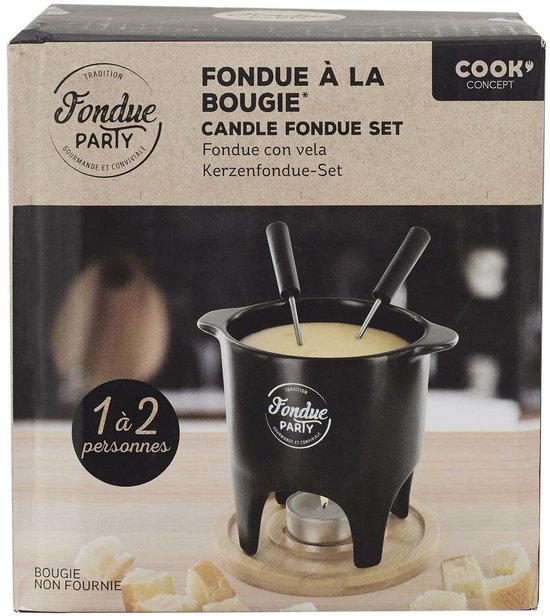 Cook Concept Chocolade of kaas fondue - met 2 vorken - zwart - porselein - voor 2 personen - 12 x 11 cm schaal van cook-concept — afbeelding 5