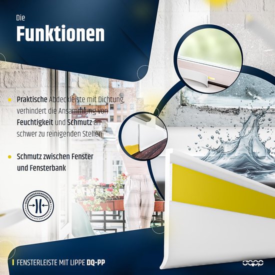 Demonstratie van de afdichting van een raam, met water dat van het raam afdruipt.